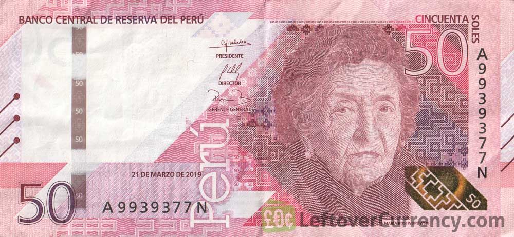 50 Peruvian Soles banknote (María Rostworowski)