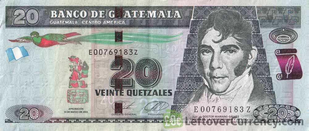 20 Guatemalan Quetzal banknote (Mariano Galvez)
