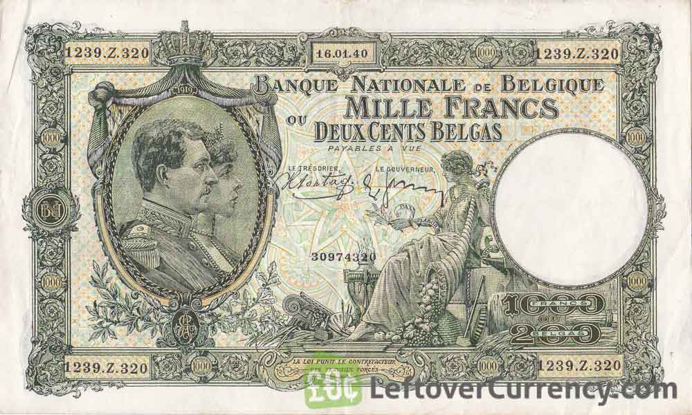 1000 Belgian Francs 200 Belgas Série Nationale Exchange Yours 1000 Belgian Francs 200 Belgas Banknote Série Nationale Obverse Accepted For Exchange