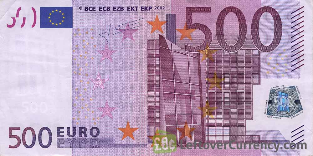 Leftover Currency 500  Euro  banknotes are taken out of 