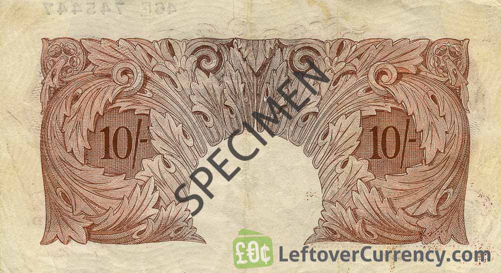 Bank Of England 10 Shillings Banknote Britannia Type Red - 
