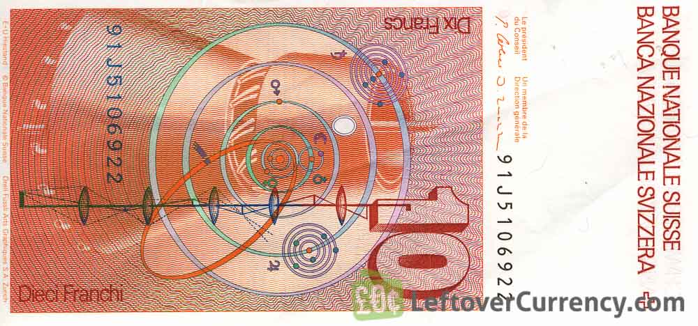 10 Swiss Francs (Leonhard Euler 7th Series) - exchange yours