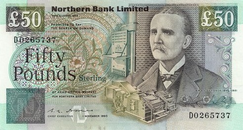 Northern Bank 50 Pounds Series 1990 Exchange Yours For Cash Northern Bank 50 Pounds Banknote Series 1990