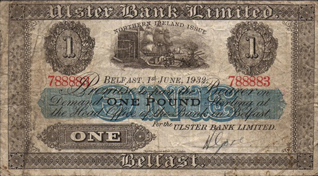 Ulster Bank Limited 1 Pound Series 1926 1956 Exchange Yours