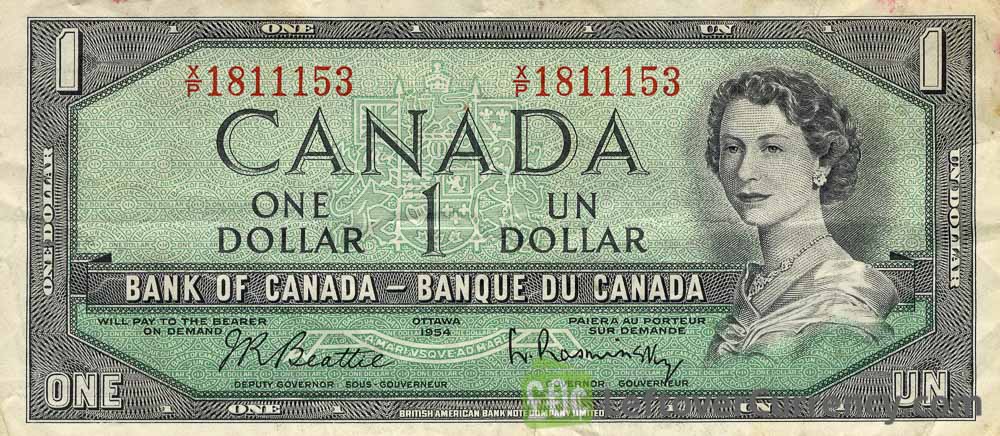 1 Canadian Dollar Prairie Series 1954 Exchange Yours For Cash