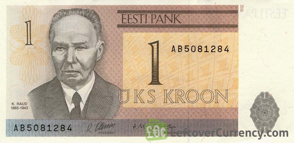 1 Estonian Kroon (Kristjan Raud) - Exchange yours for cash today