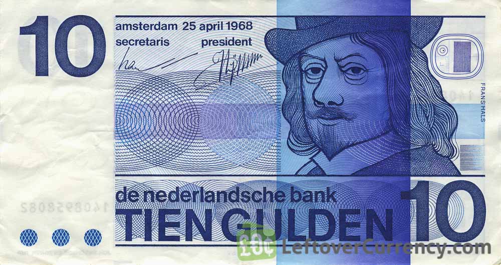 Dutch Guilder Banknotes Exchange Yours Now 10 Dutch Guilders Banknote Frans Hals 1968