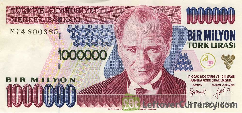 1000000 Turkish Old Lira 7th Emission 1970 Exchange Yours