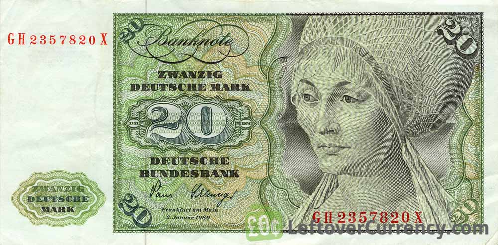 Deutsche Mark Banknotes Exchange Yours Now 20 Deutsche Marks Banknote Elsbeth Tucher