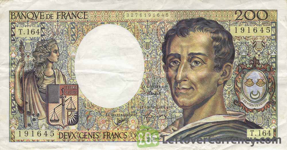 100 French Francs Paul Cezanne Exchange Yours For Cash Today 200 French Francs Banknote De Montesquieu