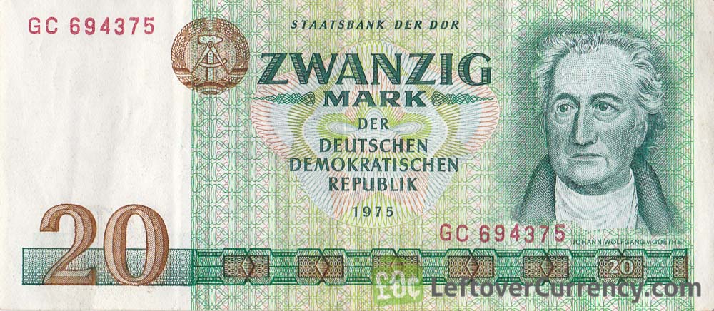20 DDR Mark banknote (Goethe) - Exchange yours for cash today