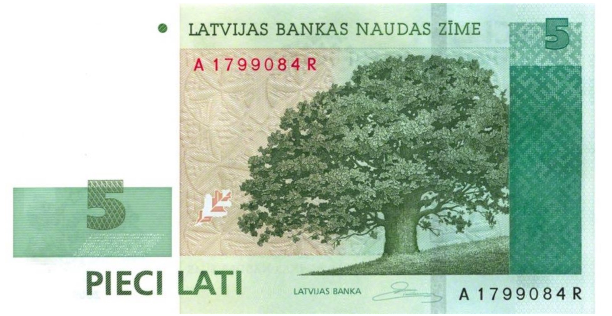 5 Latvian Lati banknote - Exchange yours for cash today