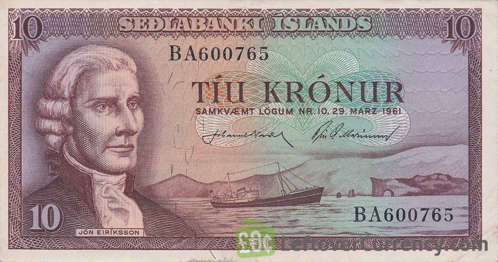 Iceland Page 3 Of Leftover Currency 10 Icelandic Kronur Banknote Jón Eriksson