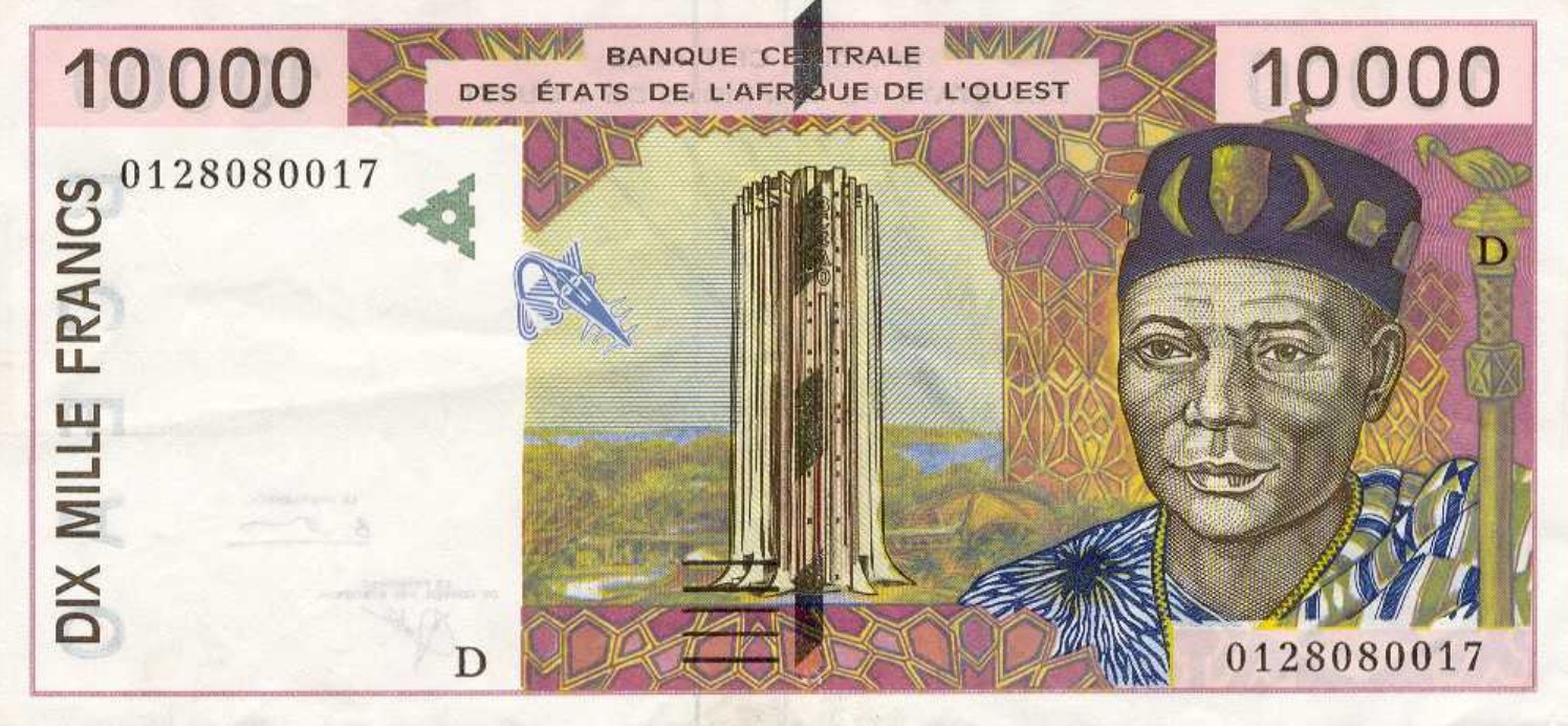 10000 francs banknote West African CFA (1992-2002 ...