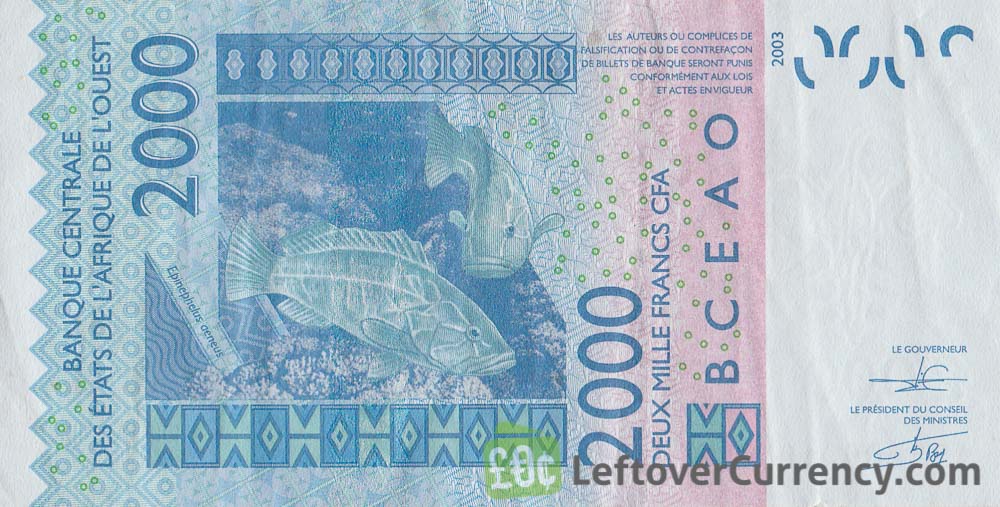 2000 francs banknote West African CFA - Exchange yours for cash today