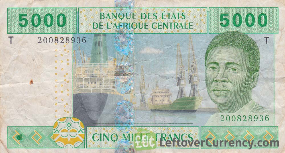 5000 Francs Banknote Central African Cfa - 