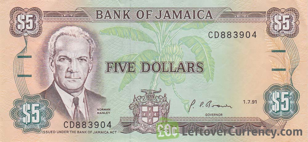 5 Jamaican Dollars Banknote Norman Manley Exchange Yours For Cash 5 Jamaican Dollars